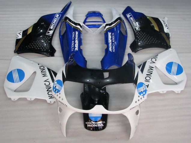 1994-1995 Honda CBR900RR 893 Motorcycle Fairings - White Blue Glossy Black Konica Minolta