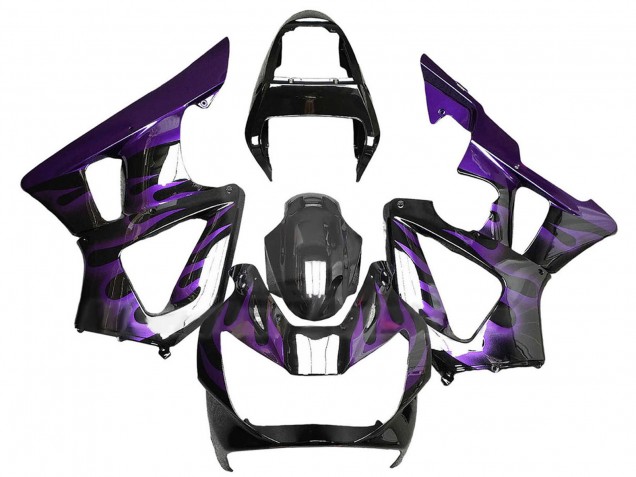 2000-2001 Honda CBR900RR 929 Motorcycle Fairings - Glossy Black Purple Flame