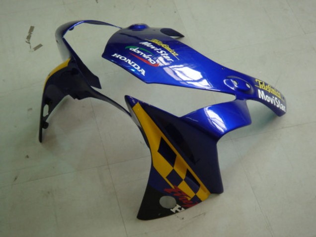 2002-2003 Honda CBR900RR 954 Motorcycle Fairings - Blue Yellow Glossy Black Telefonica MoviStar Castrol
