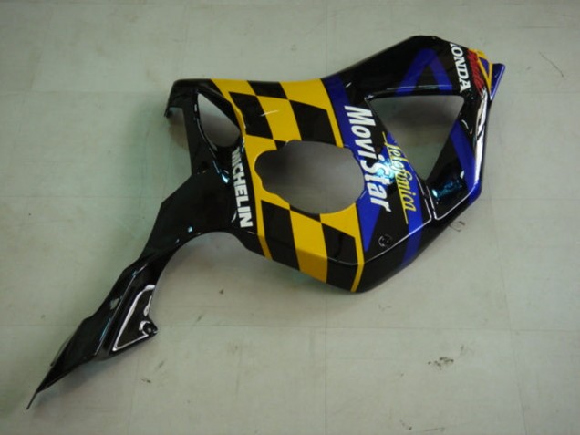 2002-2003 Honda CBR900RR 954 Motorcycle Fairings - Blue Yellow Glossy Black Telefonica MoviStar Castrol