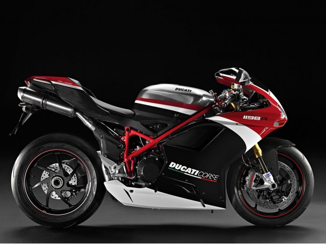 2007-2014 Ducati 848/1098/1198 Motorcycle Fairings - White Red Glossy Black
