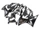 2013-2015 Honda CBR500R Motorcycle Fairings - Glossy Black Silver Flame