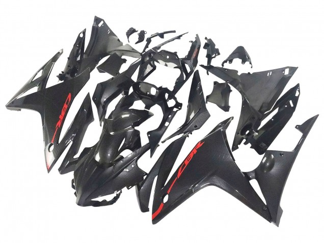 2016-2018 Honda CBR500R Motorcycle Fairings - Black Carbon Fiber Red