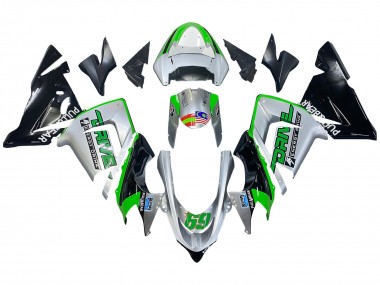 2004-2005 Kawasaki ZX10R Motorcycle Fairings - Green Silver Black 69