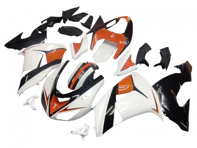 2006-2007 Kawasaki ZX10R Motorcycle Fairings - White Orange Black