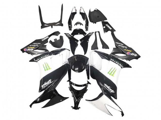 2008-2010 Kawasaki ZX10R Motorcycle Fairings - Glossy Black White Green Monster Elf