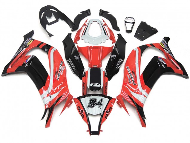 2011-2015 Kawasaki ZX10R Motorcycle Fairings - White Red Glossy Black Pedercini 84