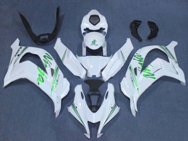 2016-2020 Kawasaki ZX10R Motorcycle Fairings - White Green Ninja