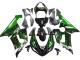2005-2006 Kawasaki ZX6R Motorcycle Fairing - Glossy Black Green Flame