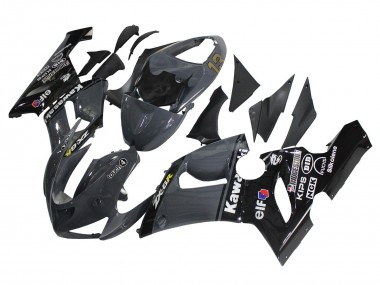 2005-2006 Kawasaki ZX6R Motorcycle Fairings - Dark Grey Black