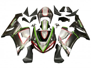 2005-2006 Kawasaki ZX6R Motorcycle Fairings - Black Silver Green Red K-26