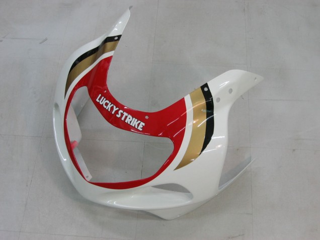 2000-2002 Suzuki GSXR1000 Motorcycle Fairings - White Red Lucky Strike
