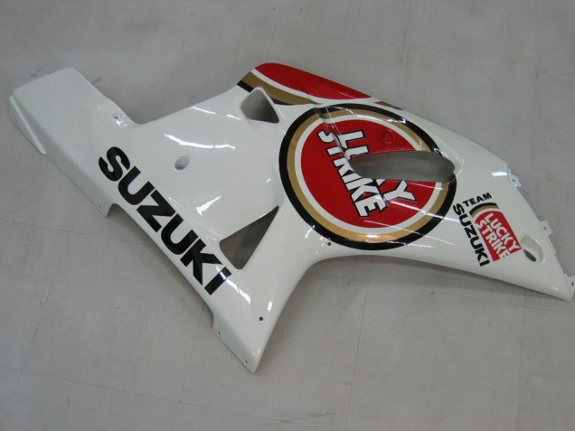 2000-2002 Suzuki GSXR1000 Motorcycle Fairings - White Red Lucky Strike
