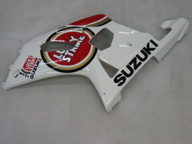 2000-2002 Suzuki GSXR1000 Motorcycle Fairings - White Red Lucky Strike