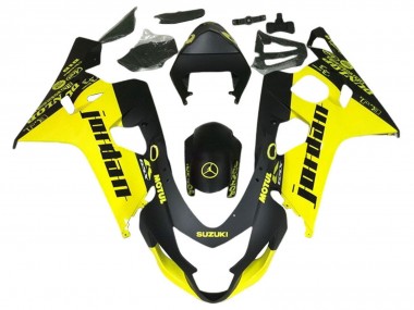 2004-2005 Suzuki GSXR 600 / GSXR 750 Motorcycle Fairings - Black Yellow Jordan