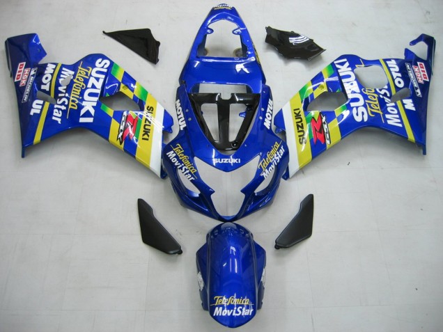 2004-2005 Suzuki GSXR 600 / GSXR 750 Motorcycle Fairings - Blue White Yellow Green Telefonica Motul MoviStar
