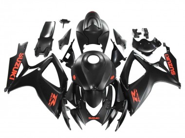 2004-2005 Suzuki GSXR 600 / GSXR 750 Motorcycle Fairings - Matte Black Red Decal
