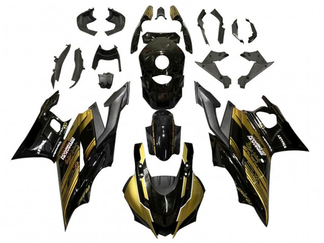 2019-2021 Yamaha YZF R3/R25 Motorcycle Fairings - Gold Glossy Black Semakin Didepan