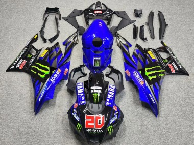 2022-2024 Yamaha YZF R3/R25 Motorcycle Fairings - Blue Green Black Monster ENEOS 20