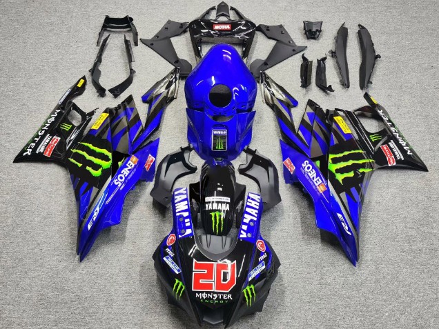 2022-2024 Yamaha YZF R3/R25 Motorcycle Fairings - Blue Green Black Monster ENEOS 20