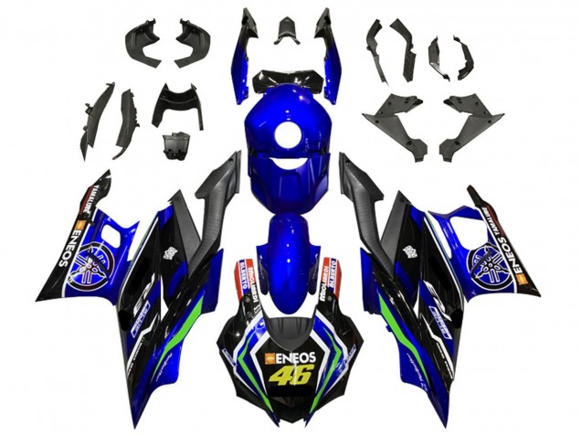 2022-2024 Yamaha YZF R3/R25 Motorcycle Fairings - Blue Green Black ENEOS 46