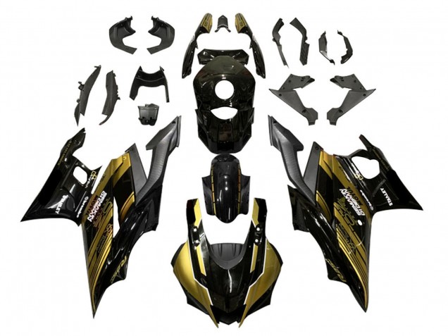 2022-2024 Yamaha YZF R3/R25 Motorcycle Fairings - Gold Glossy Black Semakin Didepan