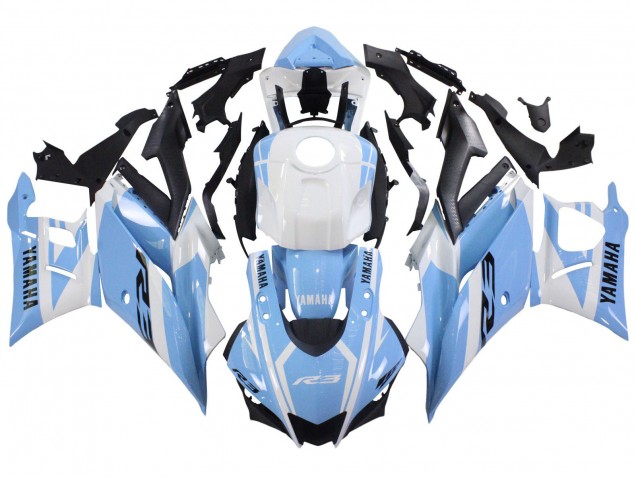 2022-2024 Yamaha YZF R3/R25 Motorcycle Fairings - White Light Blue