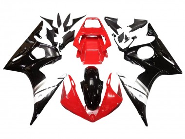 2006-2009 Yamaha YZF R6S Motorcycle Fairings - Red White Glossy Black