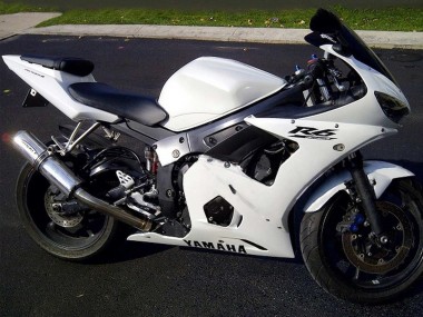 2006-2009 Yamaha YZF R6S Motorcycle Fairings - White Black Decals
