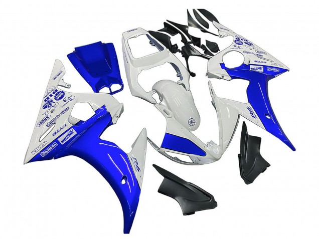 2005 Yamaha YZF 600 R6 Motorcycle Fairings - White Blue Yamalube
