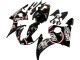 2005 Yamaha YZF 600 R6 Motorcycle Fairings - Glossy Black White Lucky Strike Motul
