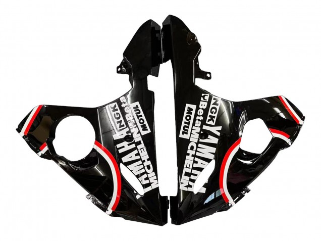 2005 Yamaha YZF 600 R6 Motorcycle Fairings - Glossy Black White Lucky Strike Motul