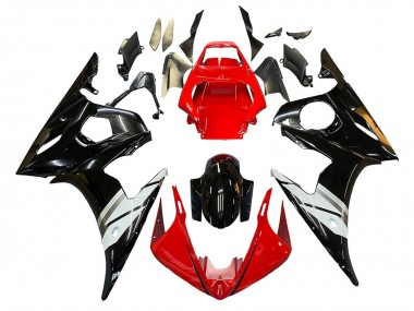 2005 Yamaha YZF 600 R6 Motorcycle Fairings - Red White Glossy Black