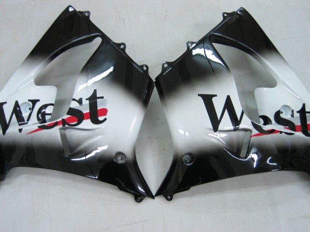 2000-2001 Kawasaki ZX9R Motorcycle Fairings - Glossy Black White West
