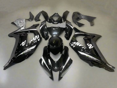 2016-2020 Kawasaki ZX10R Motorcycle Fairings - Glossy Black White Stripe