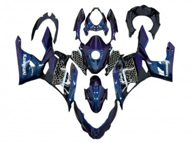 2018-2024 Kawasaki Ninja 400 Motorcycle Fairings - Blue White Honeycomb