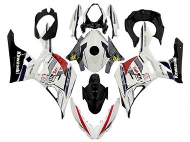 2018-2024 Kawasaki Ninja 400 Motorcycle Fairings - White Grey Yellow Red Black Stripe
