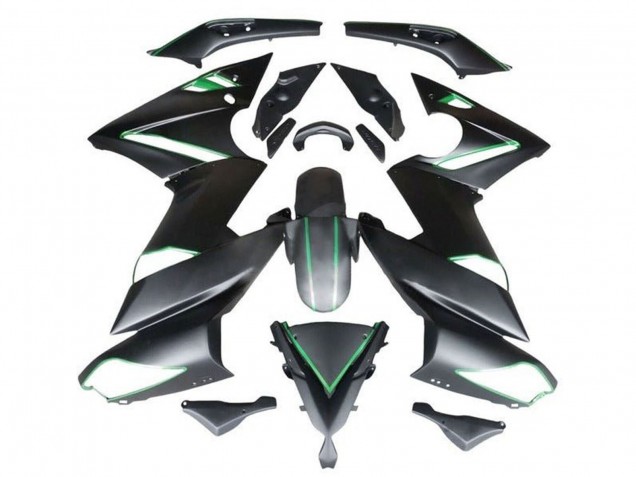 2009-2011 Kawasaki Ninja 650 EX650 Motorcycle Fairings - Matte Black Green Stripe