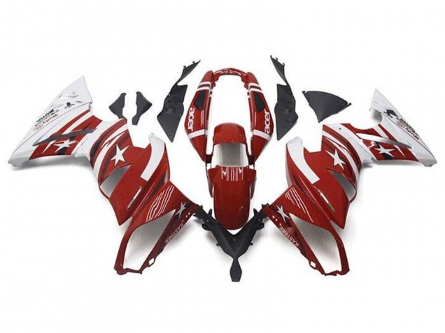 2009-2011 Kawasaki Ninja 650 EX650 Motorcycle Fairings - Red White Star Acer