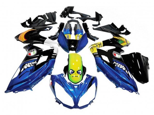 2012-2016 Kawasaki Ninja 650 EX650 Motorcycle Fairings - Blue Yellow Shark