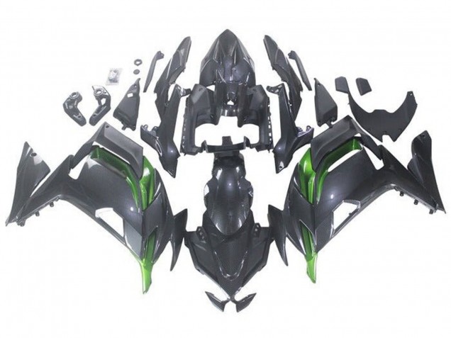 2020-2026 Kawasaki Ninja 650 EX650 Motorcycle Fairings - Faux Carbon Fiber Green