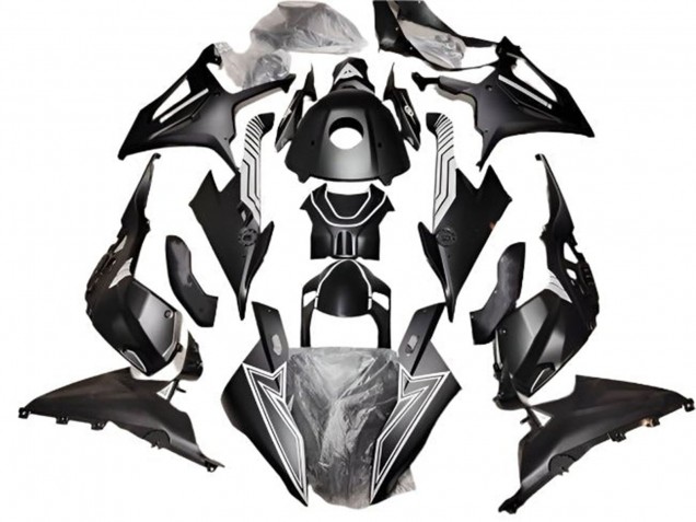 2019-2022 BMW S1000RR Motorcycle Fairings - Matte Black White Lines