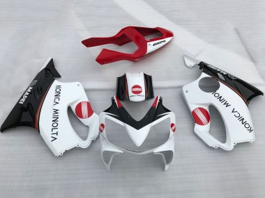 2001-2003 Honda CBR600 F4i Motorcycle Fairings - White Red Glossy Black Konica Minolta