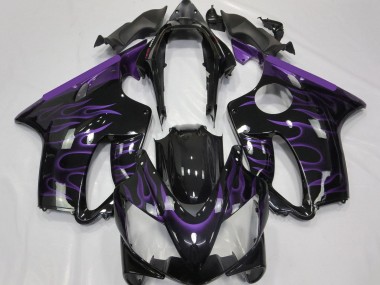 2004-2007 Honda CBR600 F4i Motorcycle Fairings - Glossy Black Purple Flame