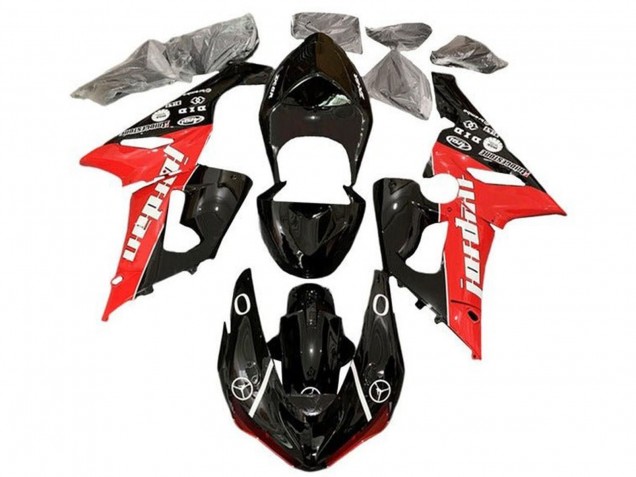 2005-2006 Kawasaki ZX6R Motorcycle Fairings - Glossy Black Red White Jordan