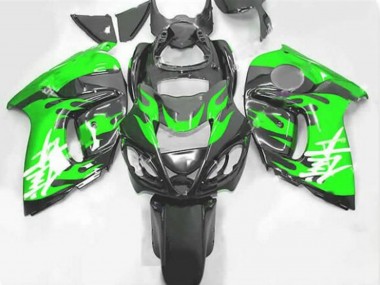 2008-2020 Black Green Flame Suzuki GSXR 1300 Hayabusa Motorcycle Fairings