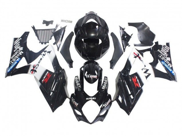 2005-2006 Suzuki GSXR 1000 Motorcycle Fairings - Glossy Black White West