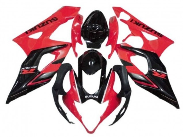 2005-2006 Suzuki GSXR 1000 Motorcycle Fairings - Red Glossy Black Stripe