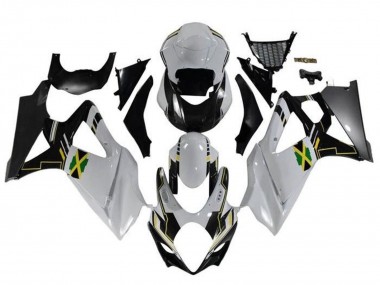 2005-2006 Suzuki GSXR 1000 Motorcycle Fairings - White Black Yellow Jamaica