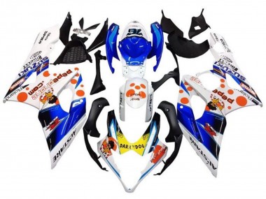 2005-2006 Suzuki GSXR 1000 Motorcycle Fairings - White Blue Orange Yellow Dark Dog